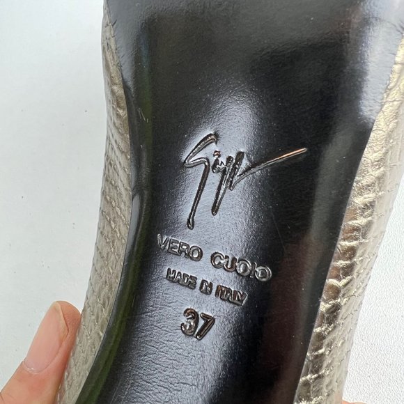 Giuseppe Zanotti NEW Womens Sharon Metallic Snake Platform Heels size 37 US 7 - Picture 15 of 16